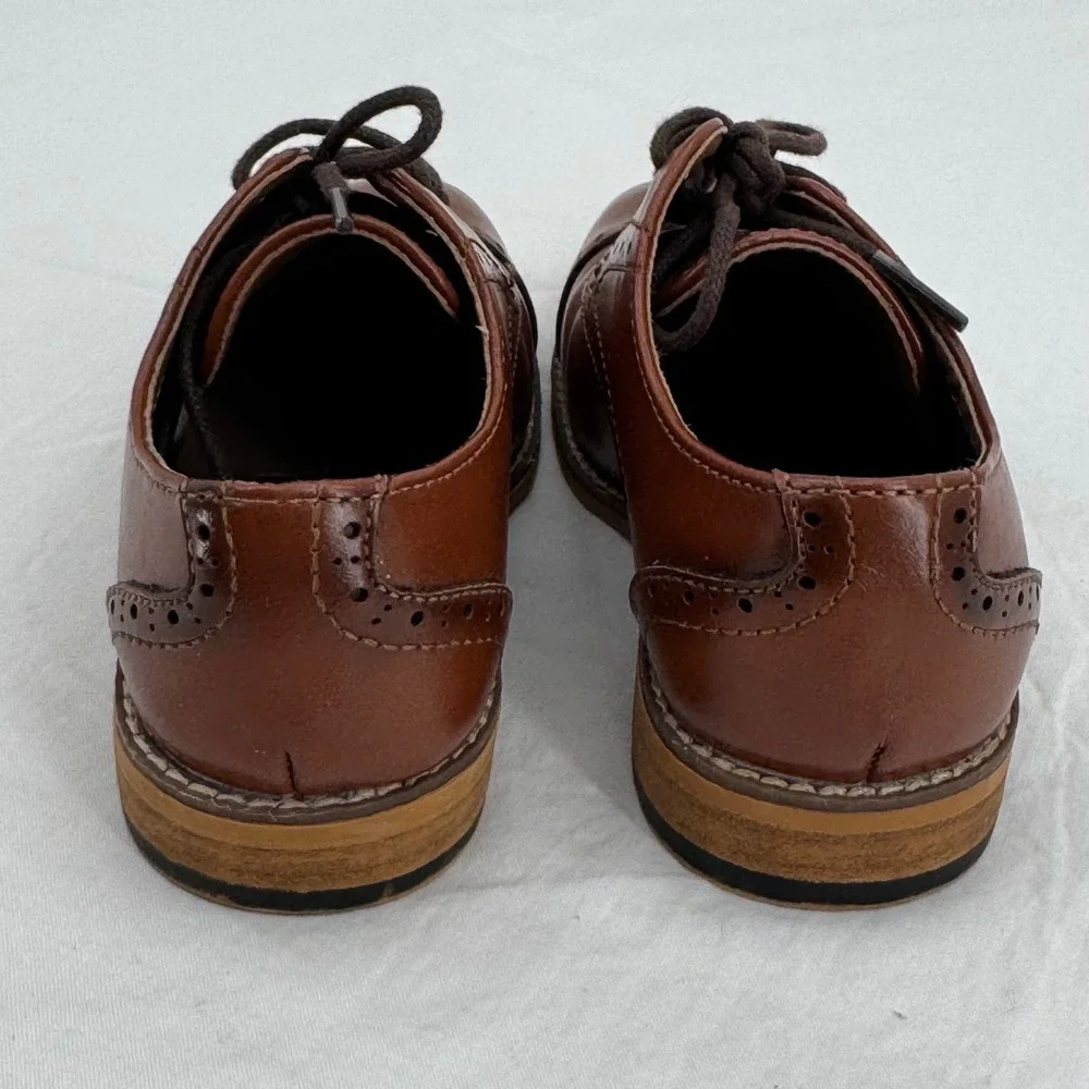 Ashford Hayes Crux Boys Cognac Brown Dress Shoes Size 10 Kids Cap Toe Oxford